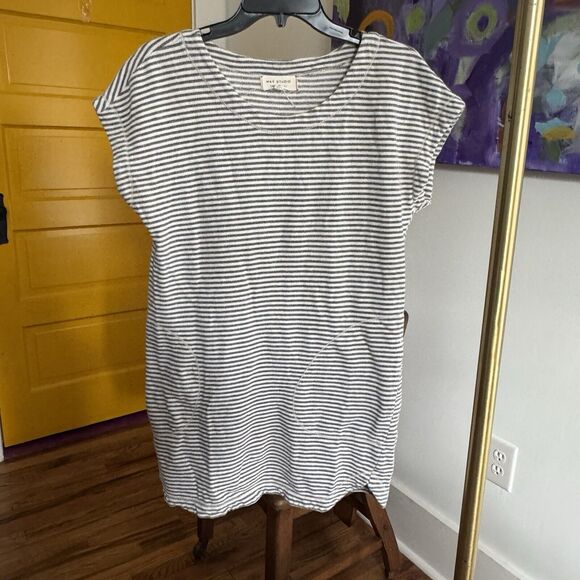 Max Studio Weekend Dress Black And White Striped With Pockets Size M - Picture 1 of 9